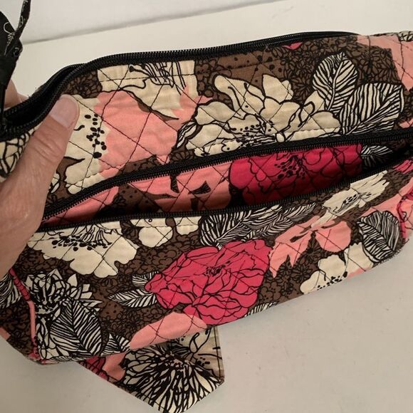 Vera Bradley Mocha Rouge Brown Pink Ecru Floral Quilted Crossbody Shoulder Bag - Picture 10 of 15